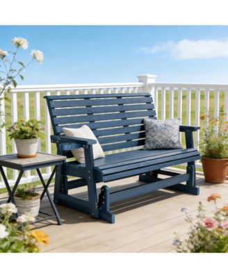 3 Seater HIPS Patio Glider Bench, Weather Resistant Outdoor Glider with High Backrest and 700 lb Capacity for Porch