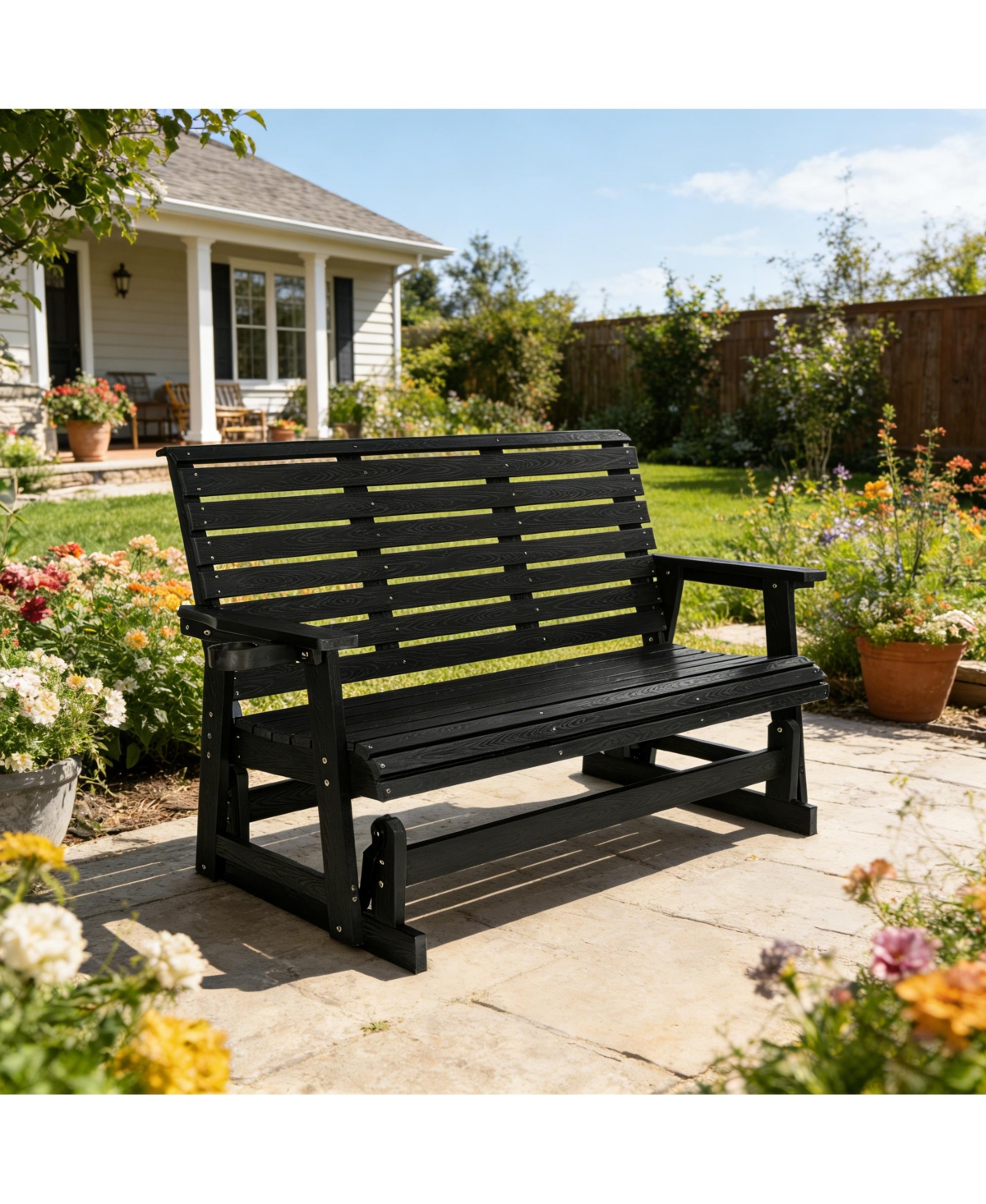 Innovaze 3 Seater Hips Patio Glider Bench, Weather Resistant Outdoor Glider with High Backrest and 700 lb Capacity for Porch, Patio and Backyard