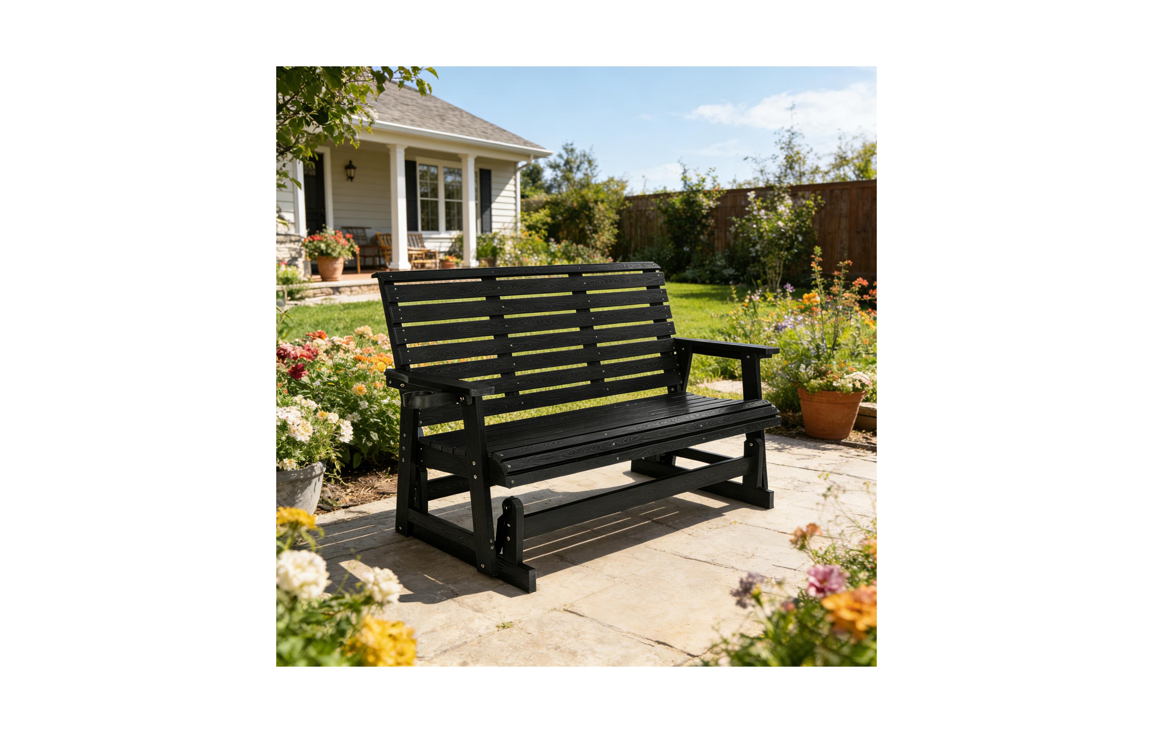 Innovaze 3 Seater Hips Patio Glider Bench, Weather Resistant Outdoor with High Backrest and 700 lb Capacity for Porch, Backyard