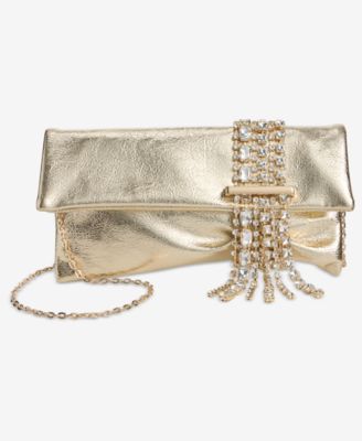 Crystal Fringe Metallic Clutch Bag
