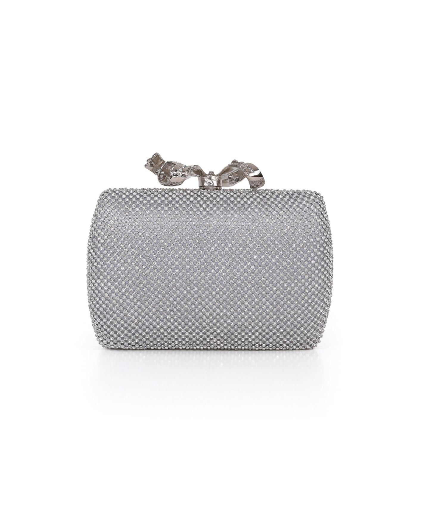 Женские клатчи Jewel Badgley Mischka Cassia Crystal Minaudiere with Bow Clasp, цвет: Серебряный — фото 4