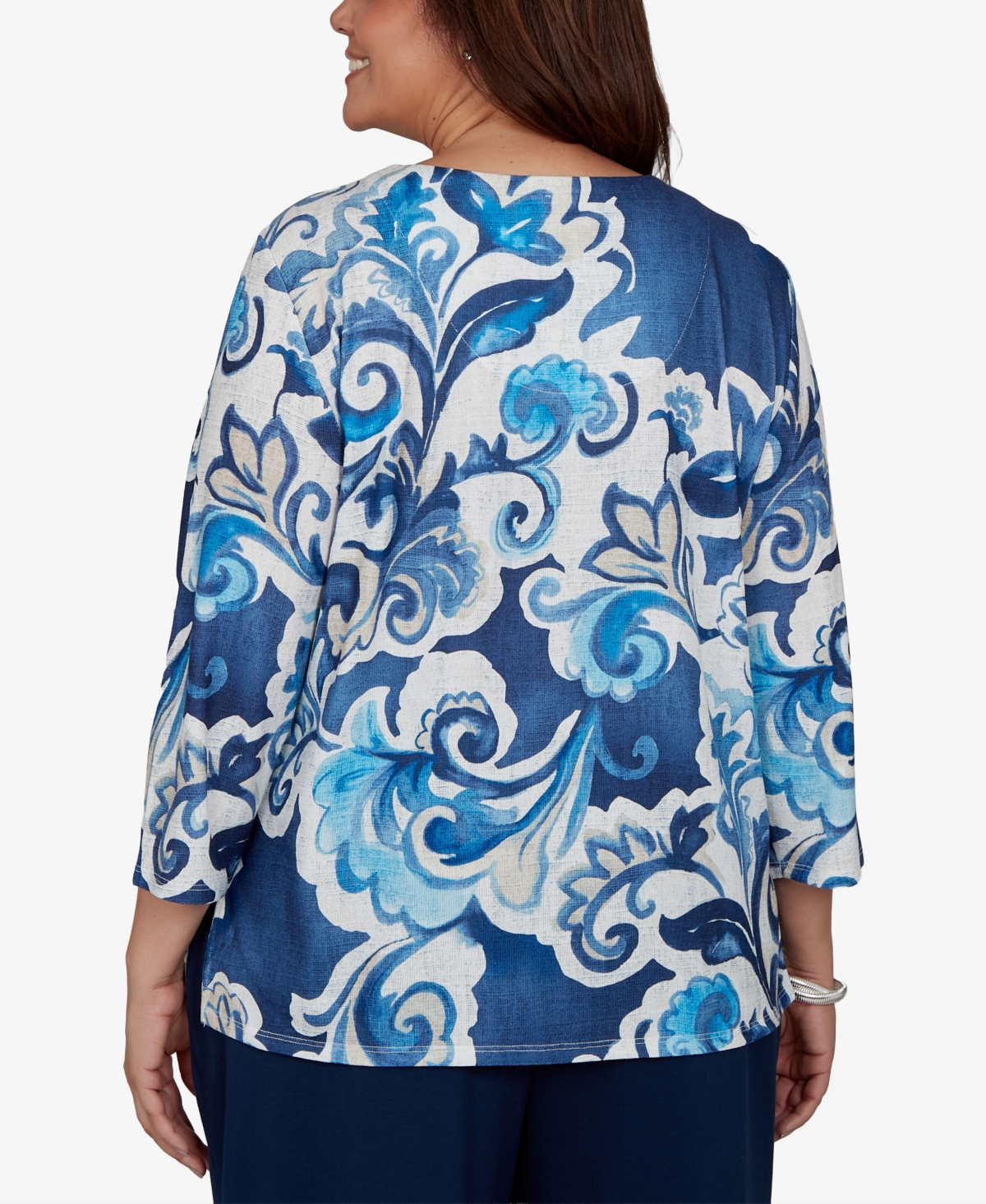 Alfred Dunner Plus Floral-Print 3/4-Sleeve T-Shirt