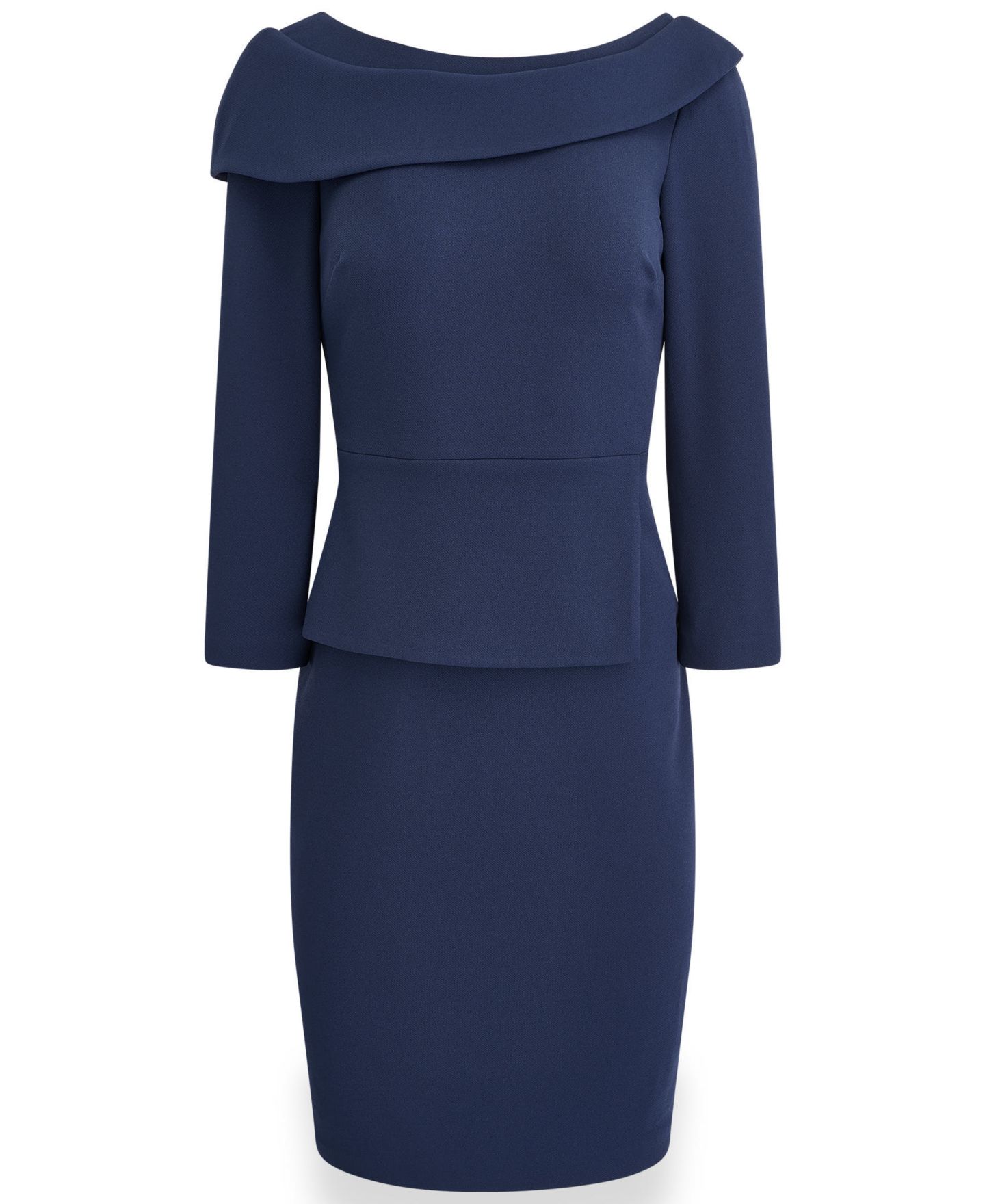 Женское платье Donna Karan New York Petite Peplum Foldover Boat Neck, цвет: Ночной небесно-голубой — фото 7