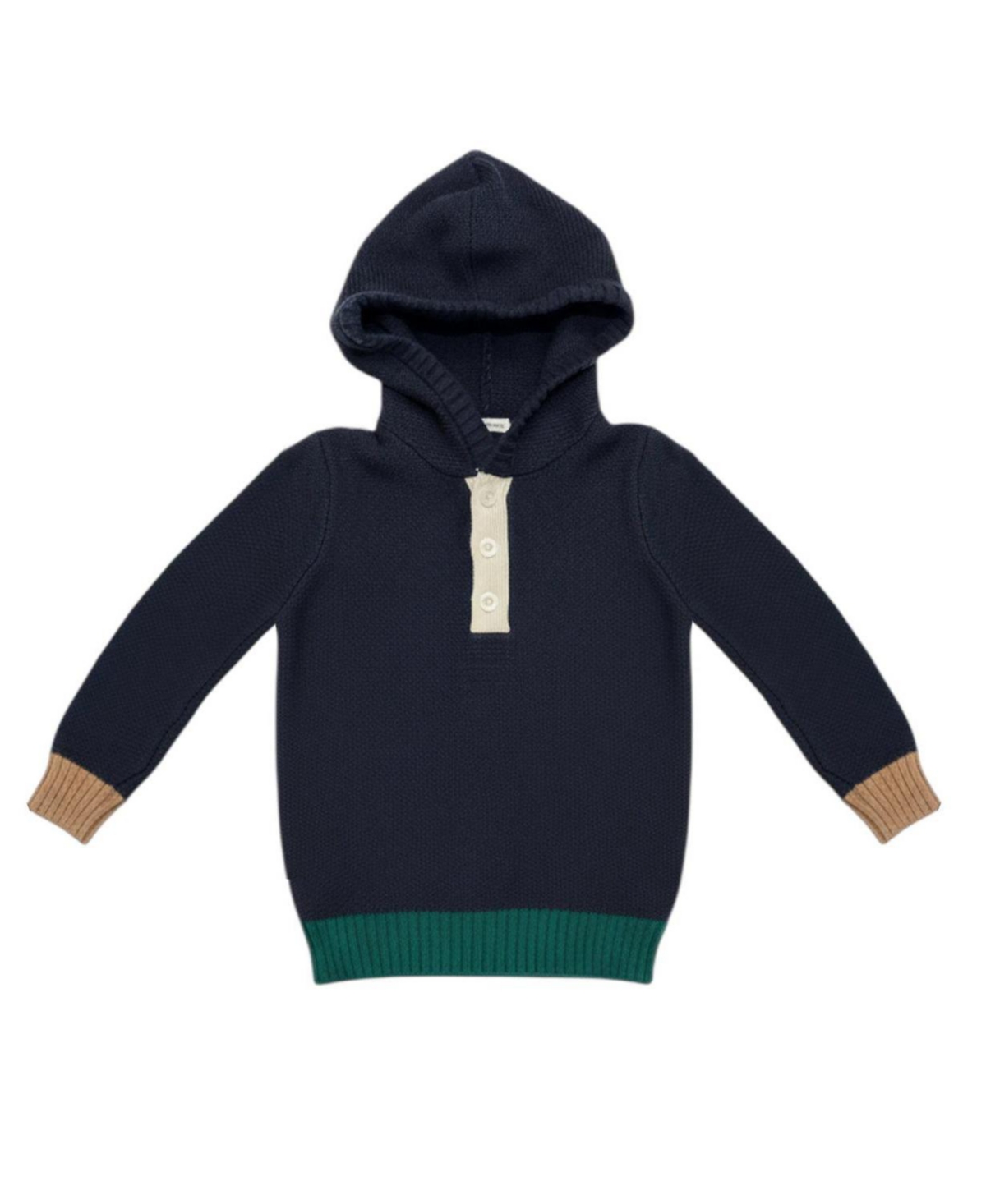 Hope & Henry Little and Big Boy's (5-7)Organic Henley Sweater Hoodie - Navy colorblock