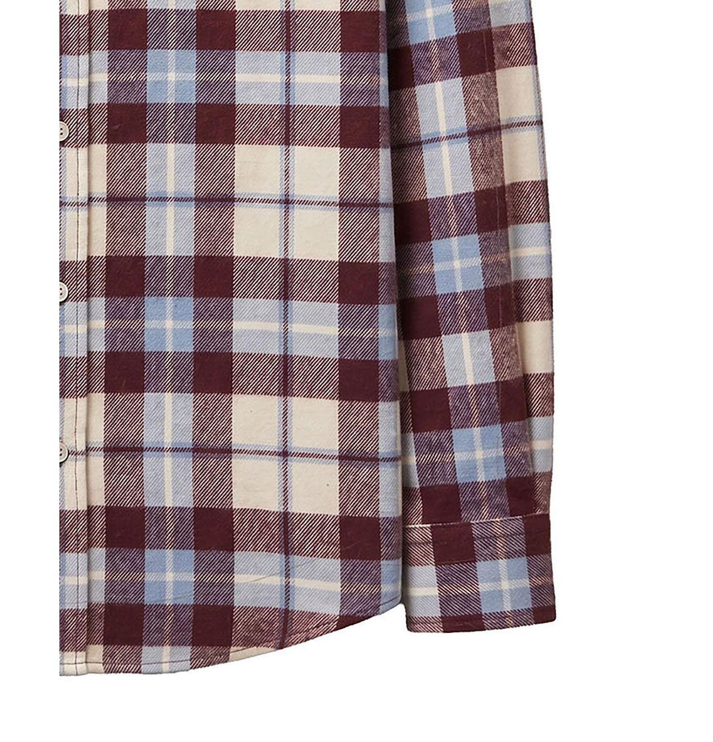Рубашка Hope & Henry Organic Long Sleeve Flannel Shirt для мальчиков, цвет: Бордовый / Синий — фото 3