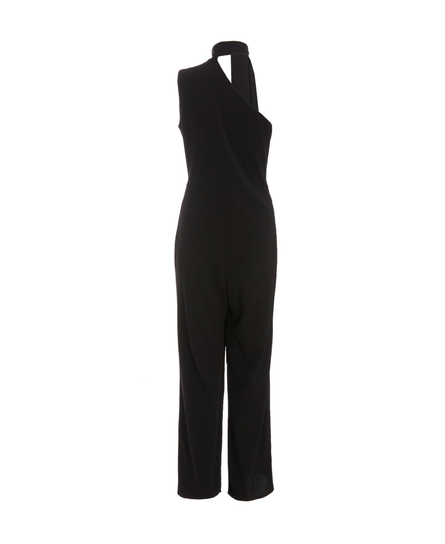 Женский комбинезон QUIZ Scuba Crepe Tie Neck Palazzo Jumpsuit, цвет: Чёрный — фото 4