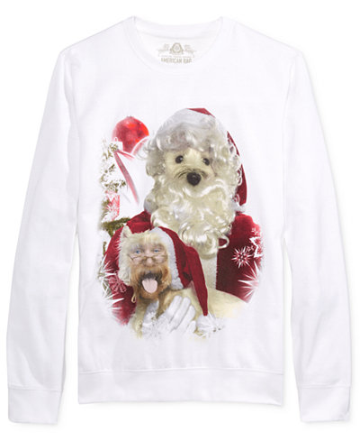 American Rag Men's Holiday Santa and Dog Faceswap Meme Sweatshirt, Only at Macy's
