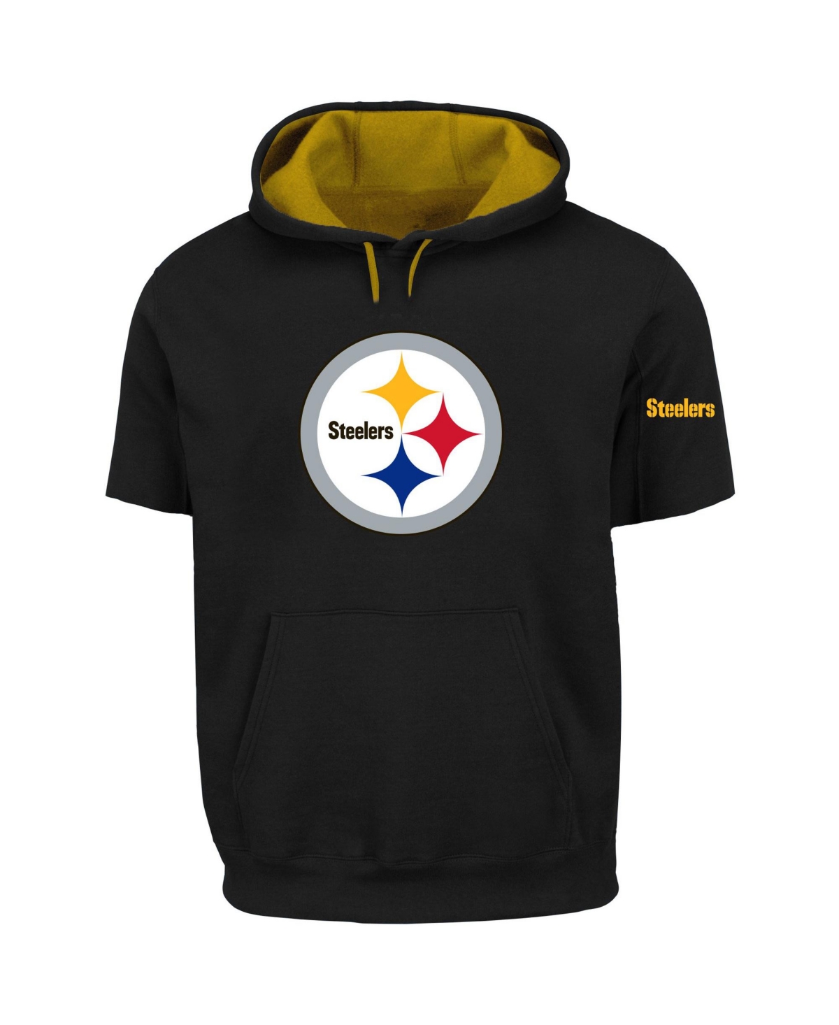 Fanatics Men's Big & Tall Pittsburgh Steelers Fleece Short-Sleeve Midweight Pullover Hoodie - Black