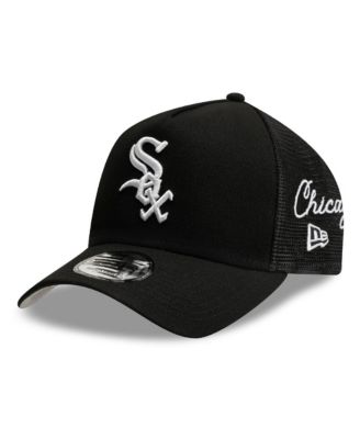 Men's Black Chicago White Sox Side Script 9FORTY A-Frame Trucker Adjustable Hat