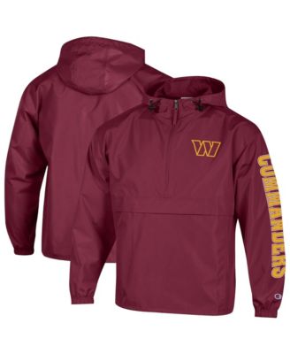 Men's Burgundy Washington Commanders Packable Hooded Windbreaker Half-Zip Jacket