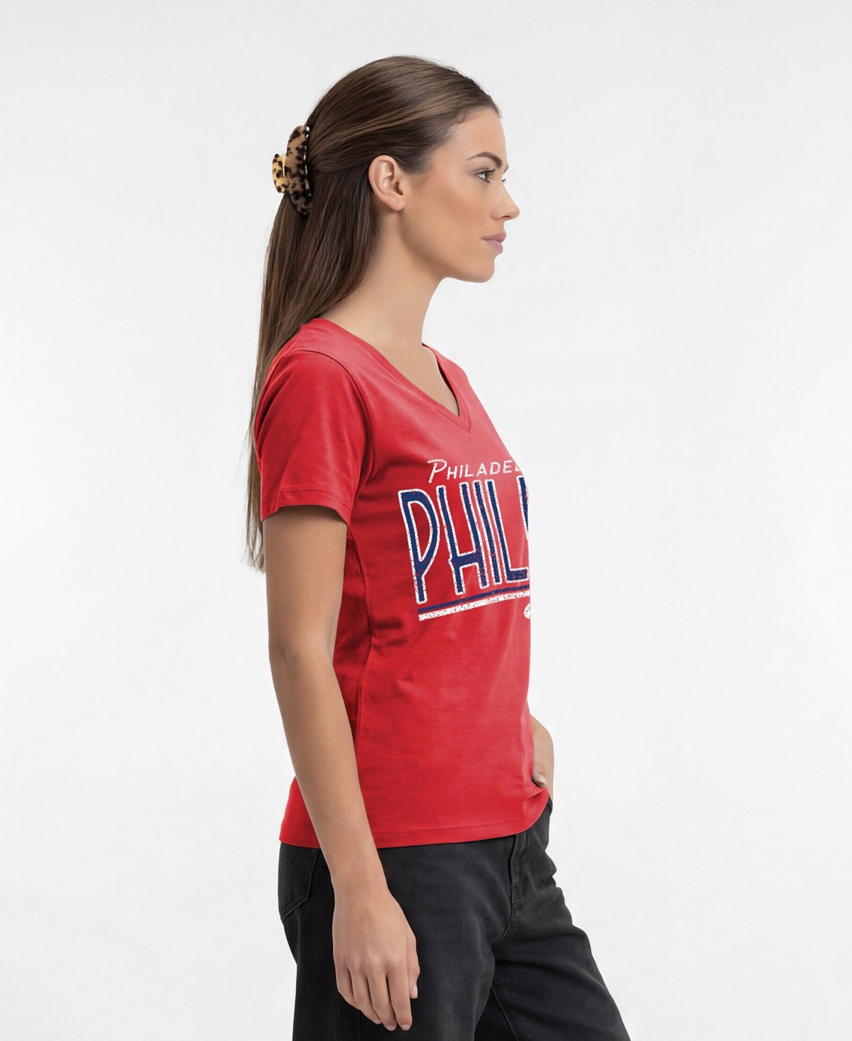 Champion Women's Philadelphia Phillies Core V-Neck Cotton-Polyester Blend T-Shirt