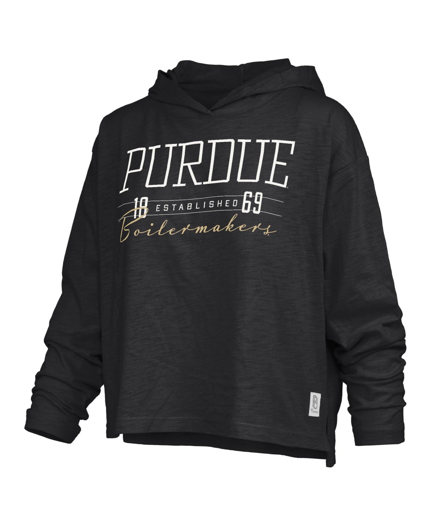 Женская футболка Pressbox Purdue Boilermakers Castillo Slub Oversized Long-Sleeve Hooded — фото 3