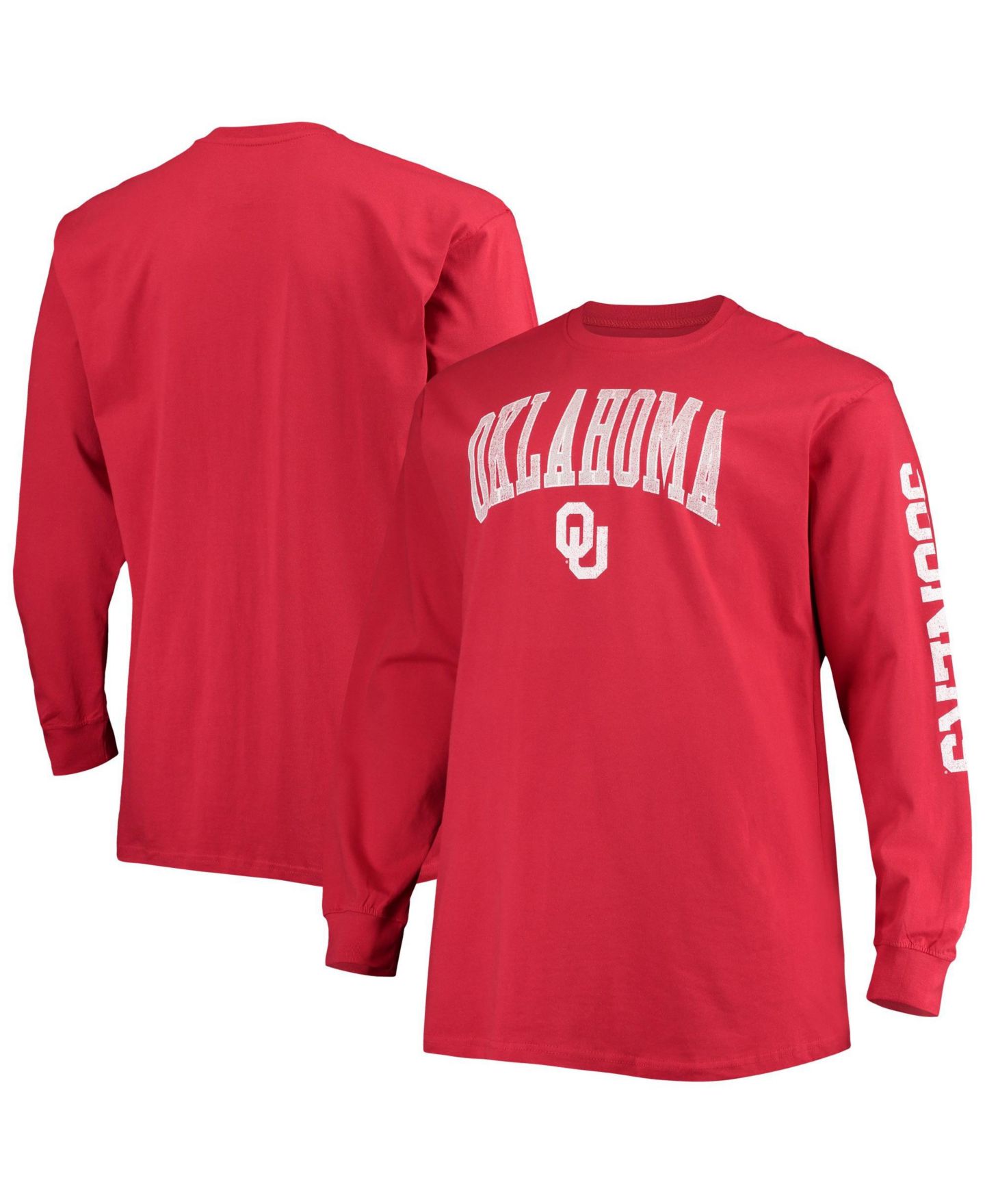 Мужская футболка Champion Crimson Oklahoma Sooners Big & Tall 2-Hit Long Sleeve — фото 1