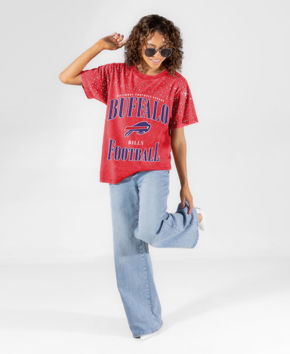 Gameday Couture Women's Buffalo Bills Sparkle Score Washed Micro Rhinestone T-Shirt