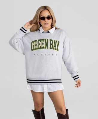 Women's Green Bay Packers Oversized Easy Energy Ringer Stripe Sweatshirt