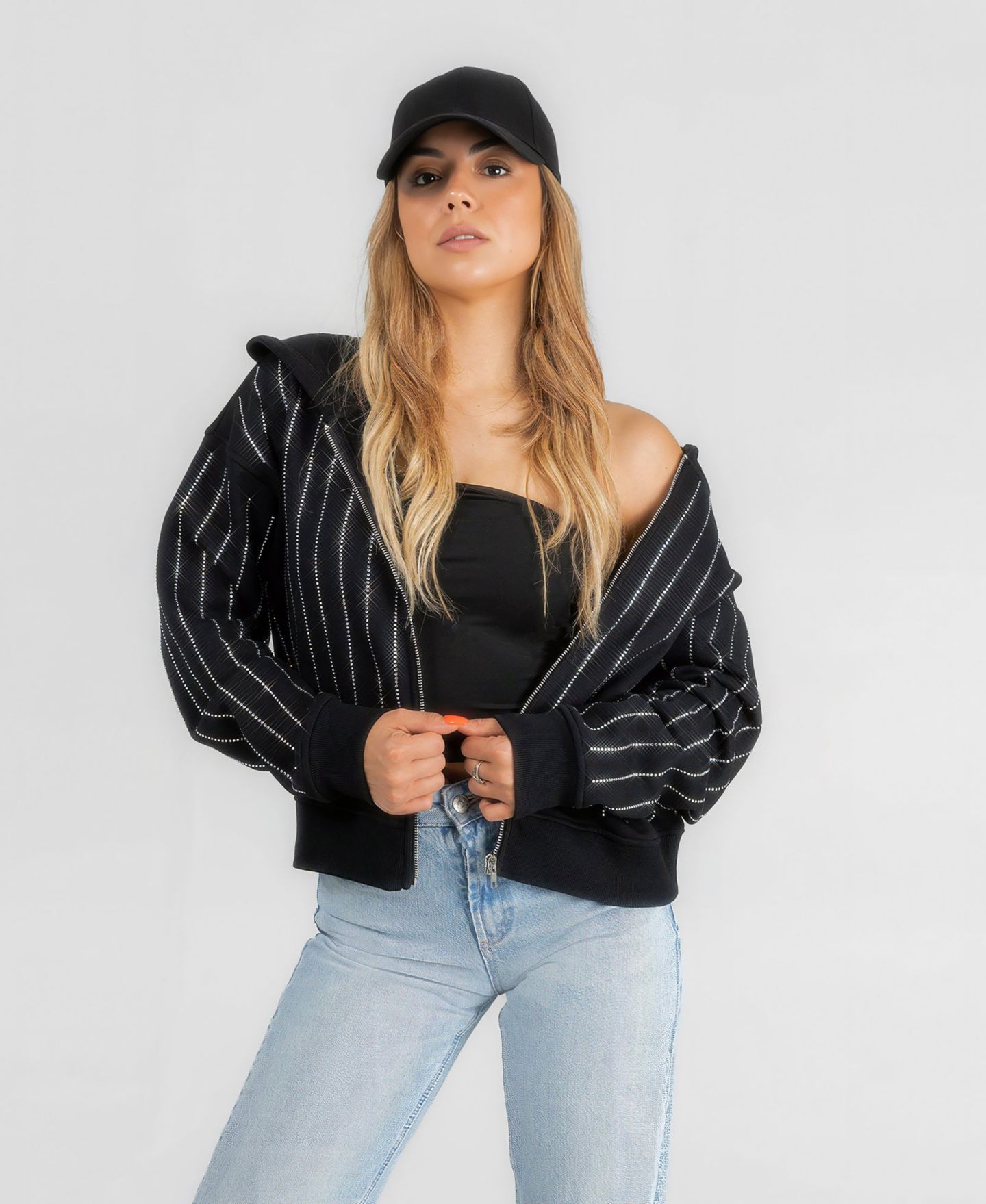 Женское худи Gameday Couture Seattle Seahawks Eyes on the Prize Cropped Full-Zip Pinstripe Rhinestone — фото 1