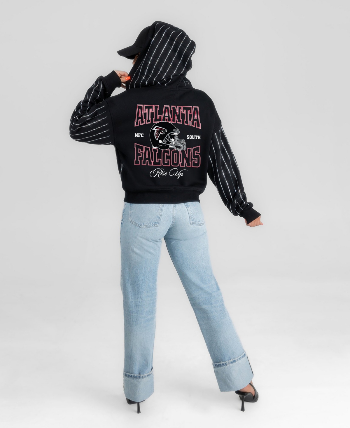Gameday Couture Women's Atlanta Falcons Eyes on the Prize Full-Zip Dropped-Shoulder Cropped Hoodie