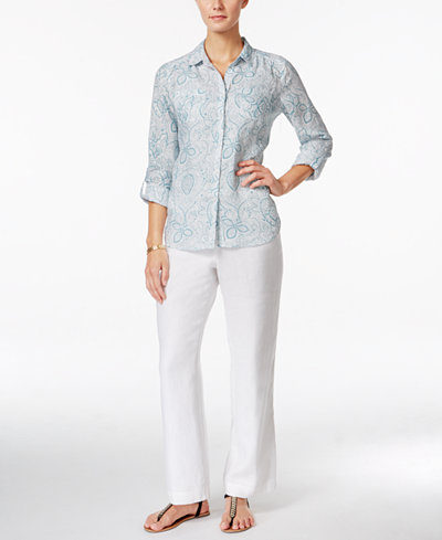 Charter Club Printed Linen Shirt & Pants, Only at Macy's