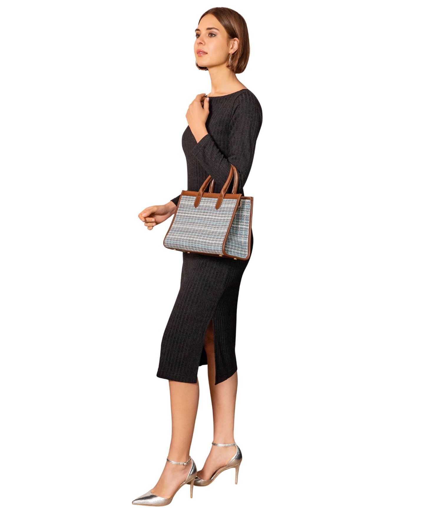 Женское платье Alie Street London Ribbed Long-Sleeve Boat-Neck Midi, цвет: Чёрный — фото 5