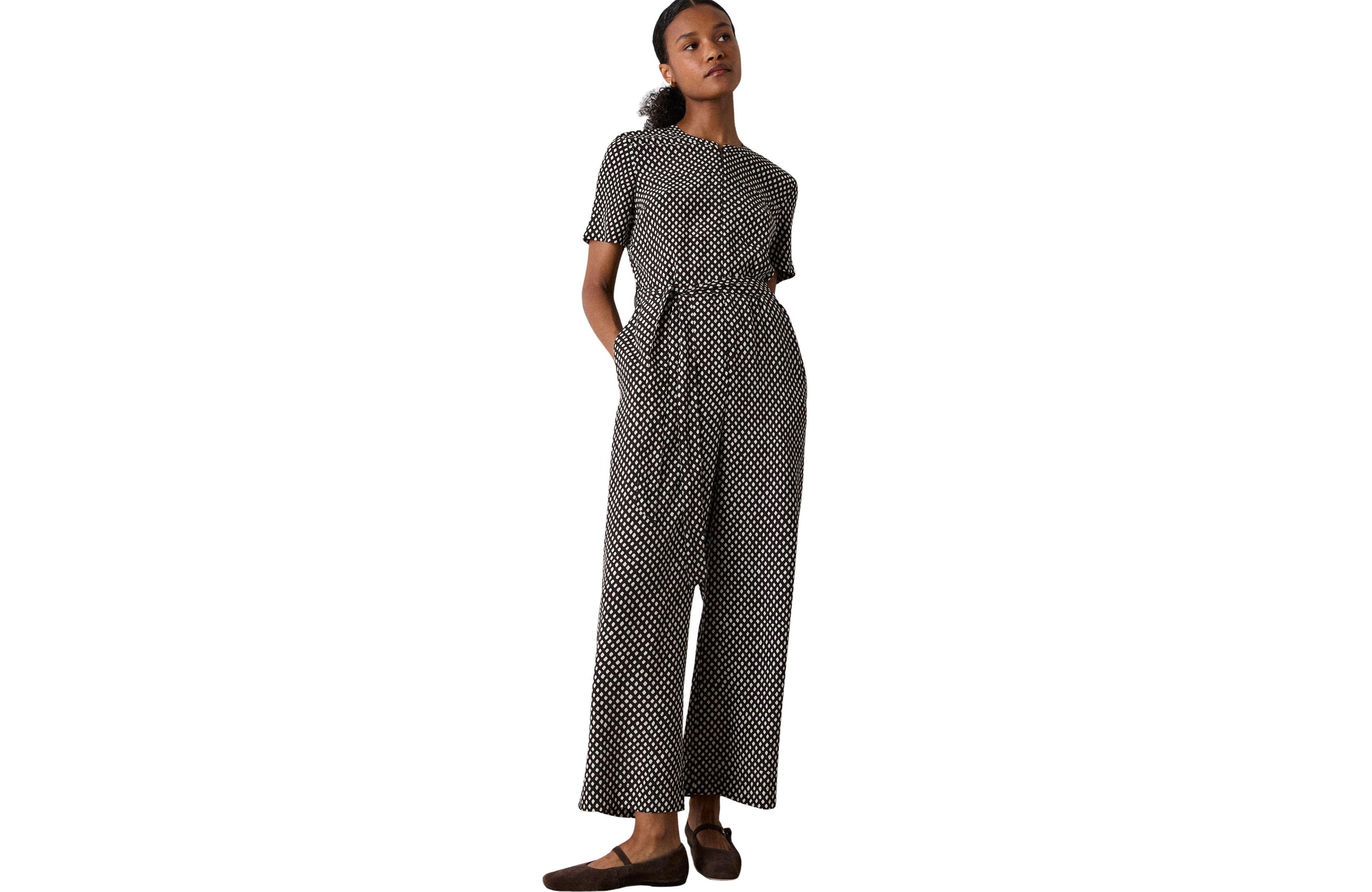Whistles Women's Short Sleeve Wide Leg Jumpsuit