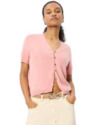 Women's Short Sleeve Button Front Knit Cardigan