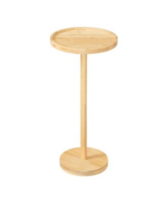 Indoor Wicker Round Side Table with Sturdy Frame for Living Room Bedroom and Balcony