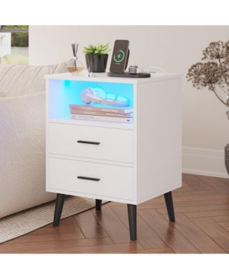 17.7" W Smart LED Nightstand with 2 Drawers