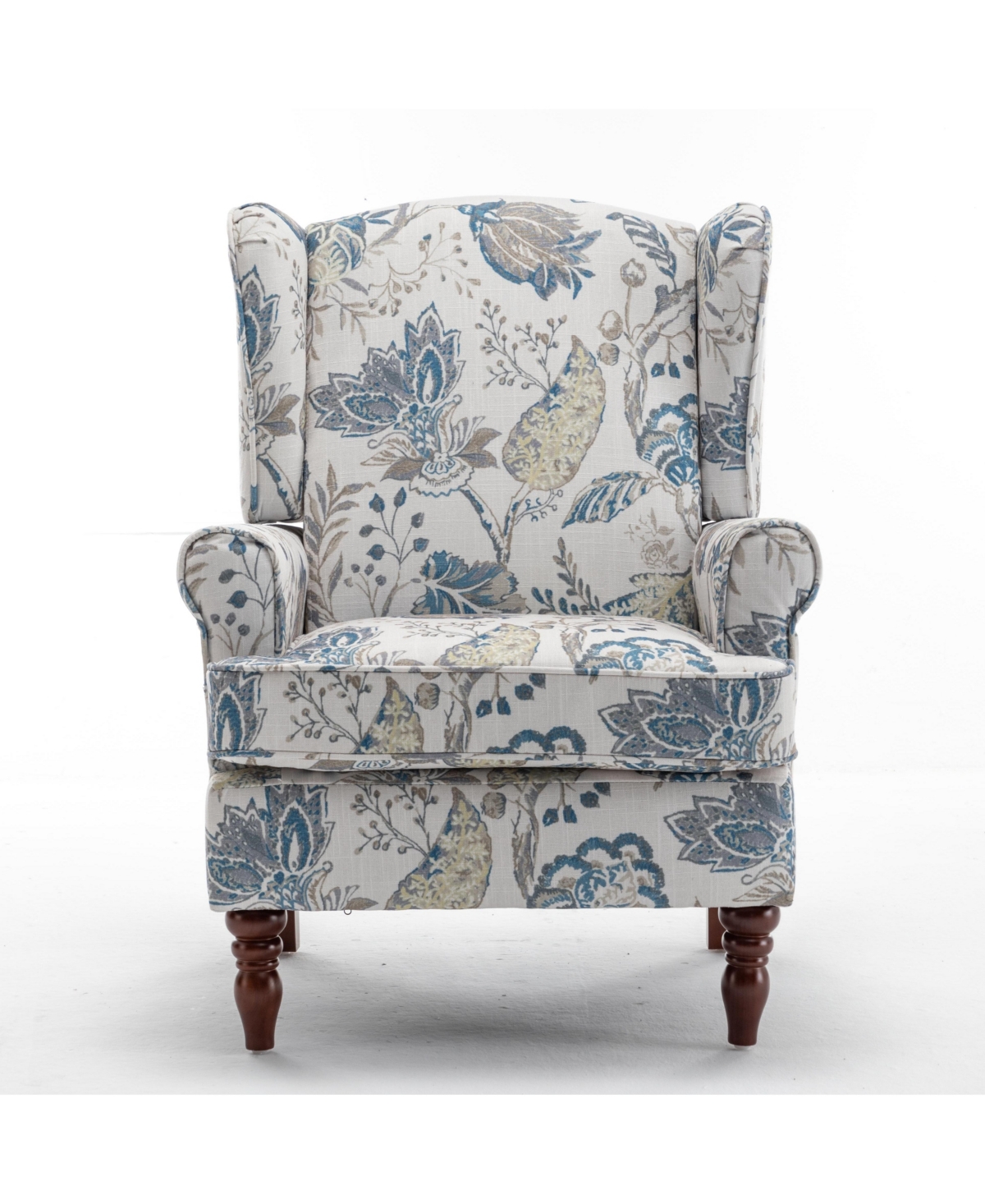 Slickblue Modern Floral Accent Chair with Wood Legs and Upholstered Armchair