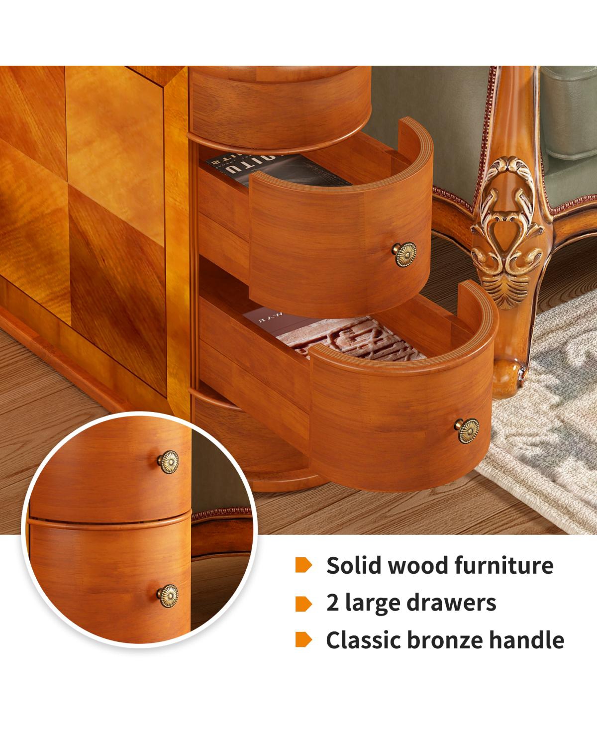 Streamdale Furniture Wood End Table with 2 Drawers