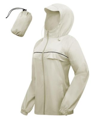 Women's Waterproof Packable Lightweight Hooded Rain Jacket