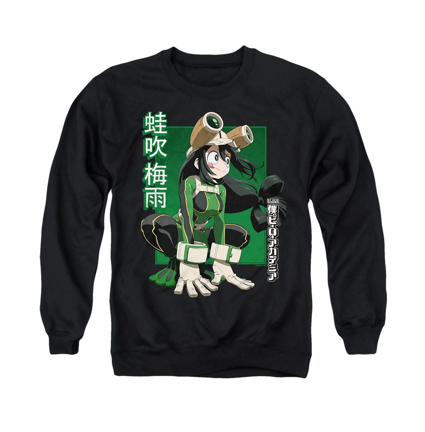 Мужская толстовка My Hero Academia Tsuyu Asui Heroic Pose Graphic Long-Sleeve Crewneck, цвет: Чёрный — фото 1