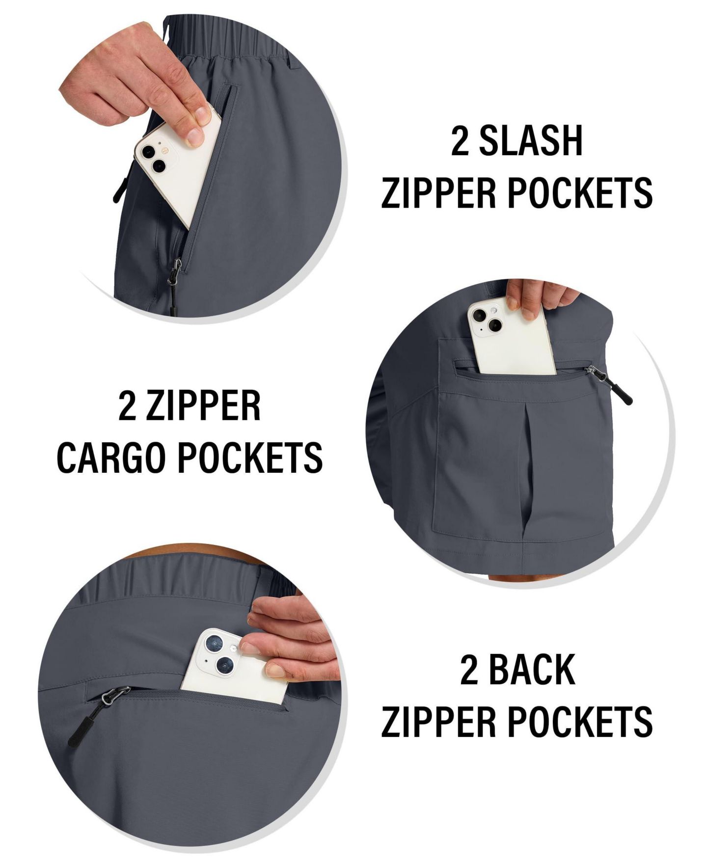 Мужские шорты Piscifun 4-Way Stretch Elastic-Waist Cargo, цвет: Серый — фото 3