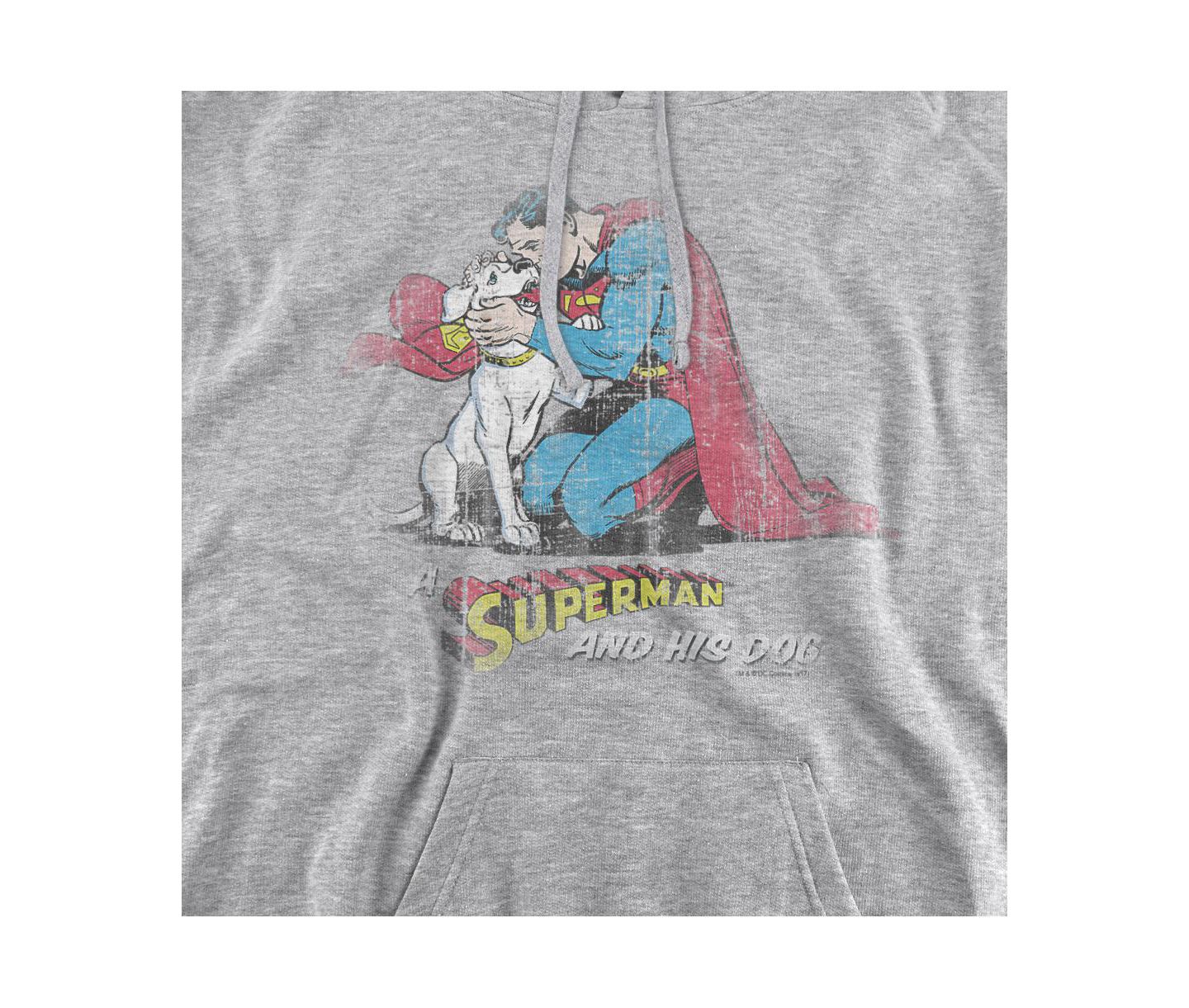 Мужское худи Superman His Dog Graphic Kangaroo-Pocket, цвет: Меланжевый — фото 2