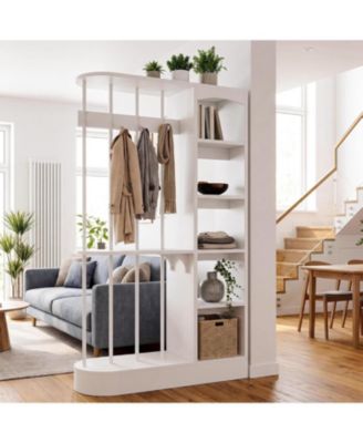 Room Divider with Storage Shelves, 71" Tall  , 4 Hooks