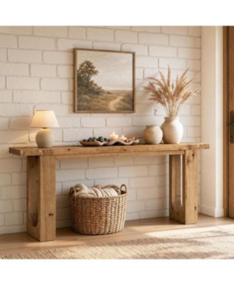 Extra Long Console Table, 79 Inch Solid Wood Entryway Table