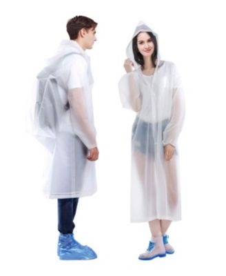 2 Pack Adult Rain Ponchos Packable Drawstring Hood Travel Jackets
