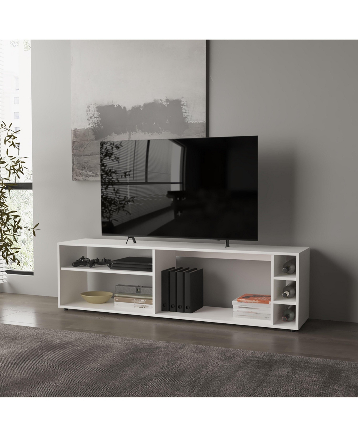 Fm Furniture Mayo TVStand for 70" Screen with Open Storage and Melamine Finish