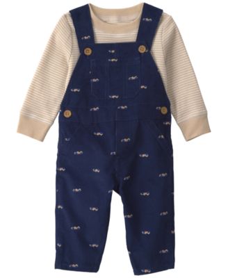 Baby Boys' Crewneck T-Shirt and Car Corduroy Overall, 2-Piece Set