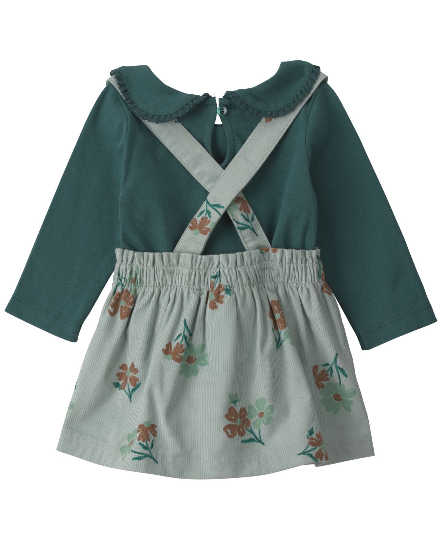 Комплекты Carter's T-Shirt, Floral Corduroy Dress and Tights, 3-Piece Set для девочек-малышей, цвет: Зелёный — фото 2