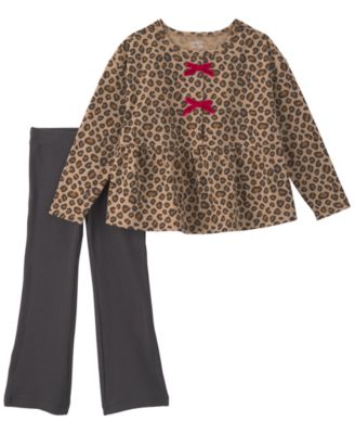 Baby Girls' Leopard-Print Long-Sleeve Top & Flare Leg Pants, 2-Piece Set