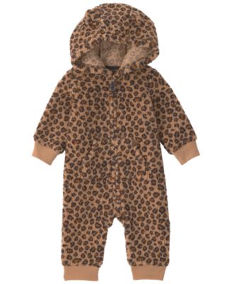 Baby Girls' Leopard Teddy Fleece Jumpsuit