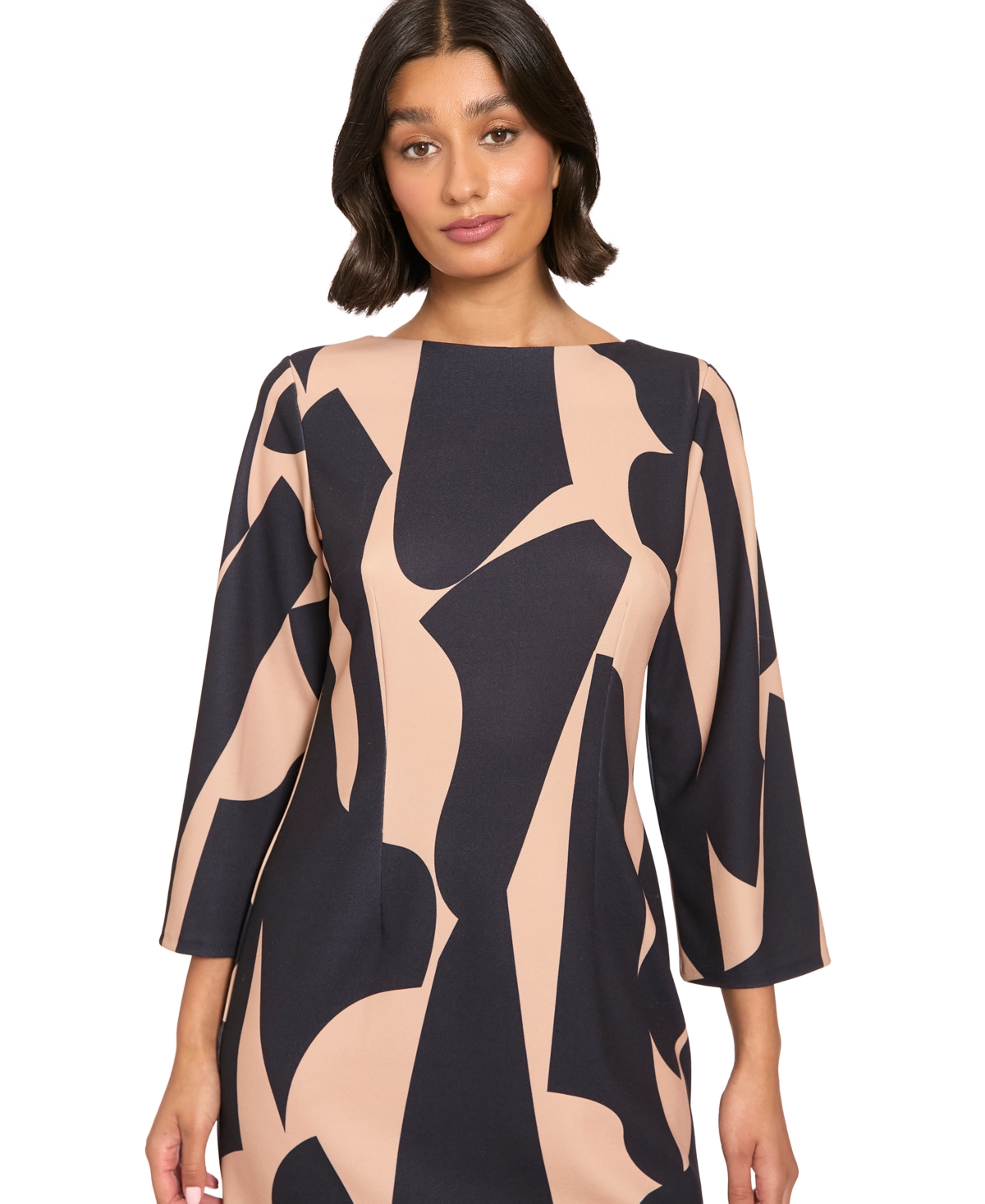 London Times Petite Long-Sleeve Printed Dress