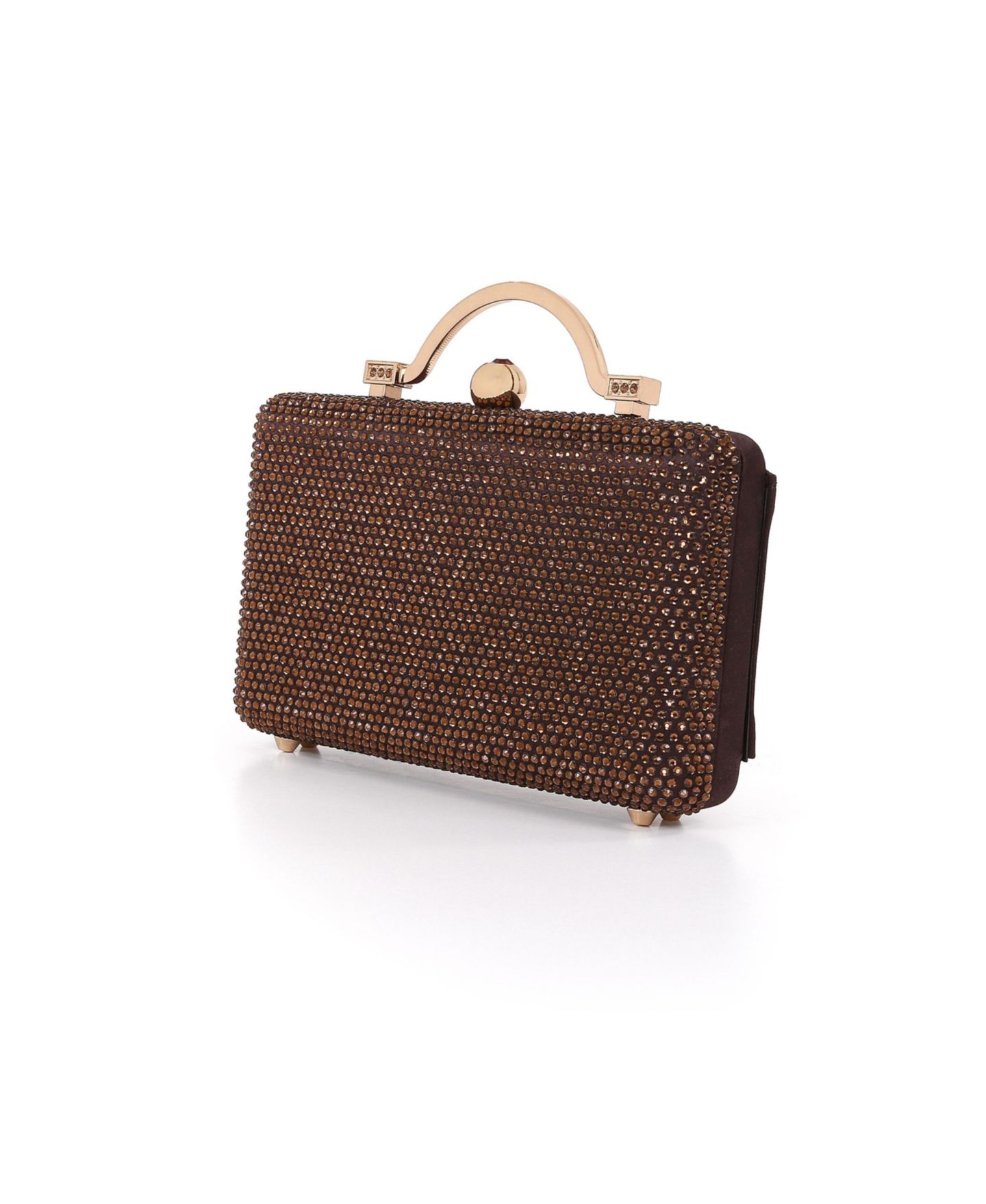 Женские клатчи Jewel Badgley Mischka Jude Crystal Minaudiere with Outer Pocket, цвет: Коричневый — фото 2