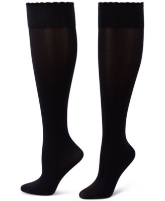 Women's Compression Opaque Scalloped-Edge Knee-High Socks, 3-Pack