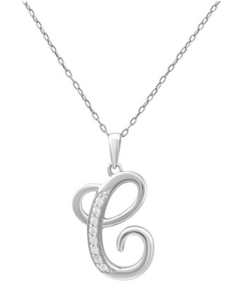 Diamond C Initial 18" Pendant Necklace (1/10 ct. t.w.) in Sterling Silver