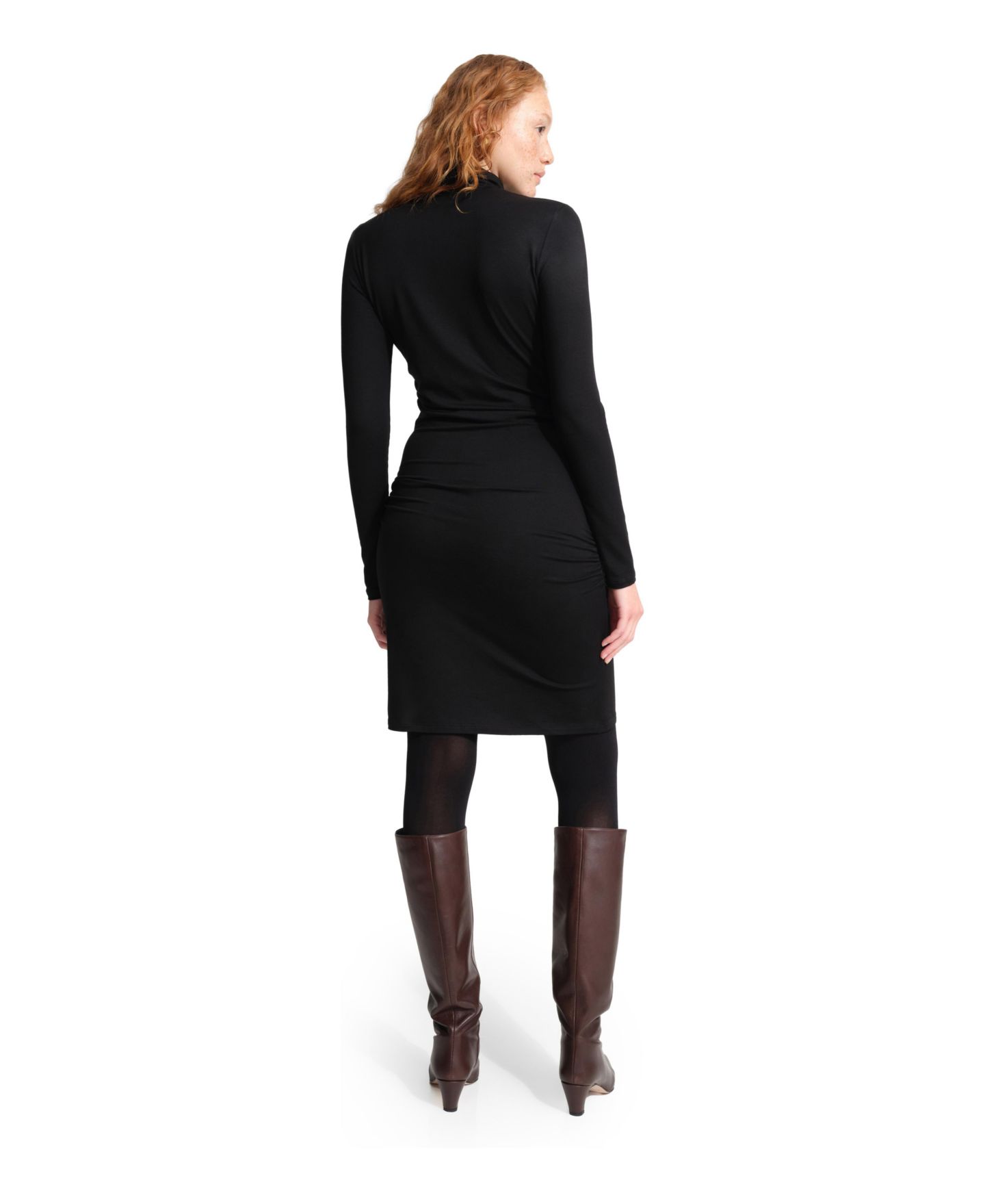 Женское платье Marcella Phoebe Long-Sleeve High-Stretch Fitted Turtleneck Midi, цвет: Чёрный — фото 3