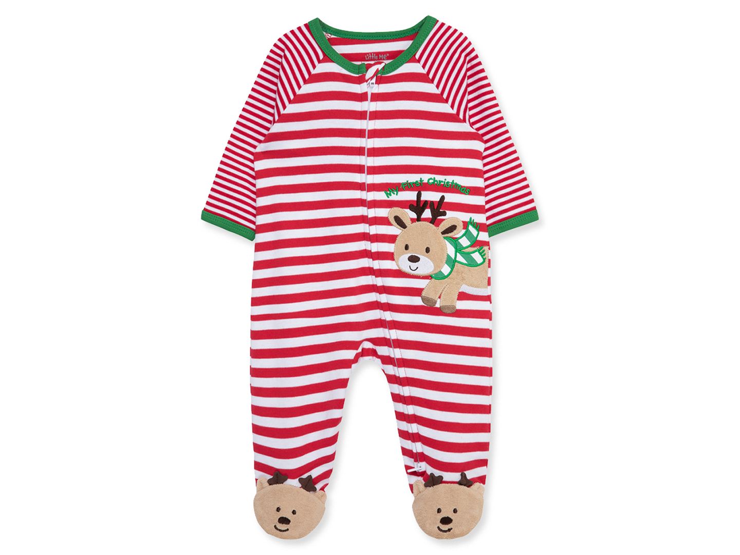 Комбинезон Little Me Reindeer Stripe Footed Coveralls для мальчиков-малышей, цвет: Красный — фото 1