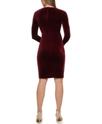 calvin klein burgundy velvet dress Women's Red Sheath Dresses 6 (S) 24seven Comfort Apparel Petite Color:Multicolor_2 Punctuate your natural style