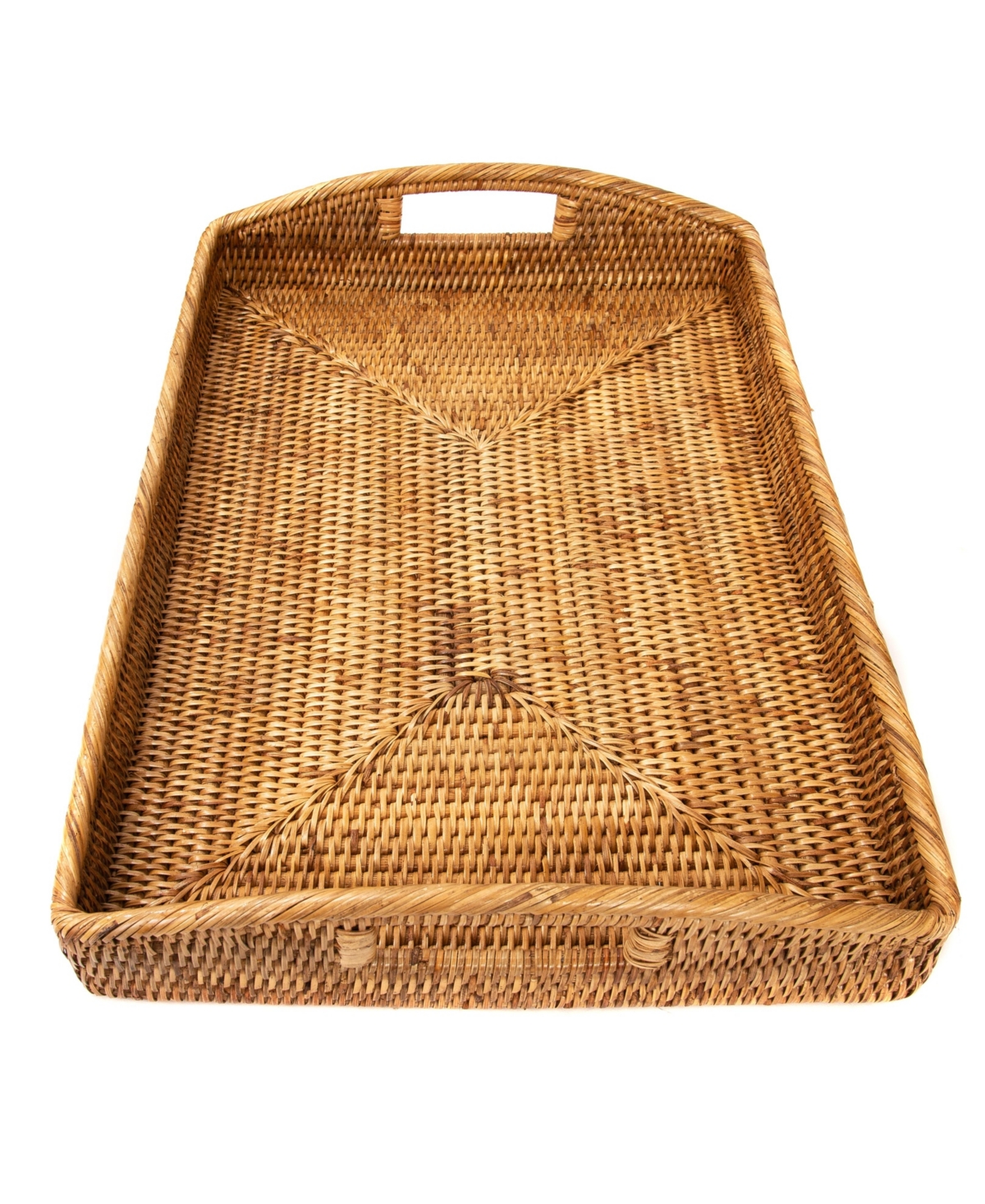 Artifacts Trading Company Rattan Rectangular Serving Tray With High Handles
