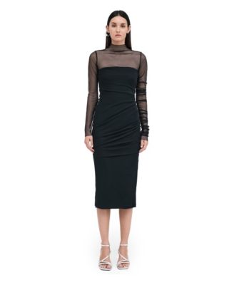 Women's Tehya Cocktail Sheer-Sleeve Midi Dress